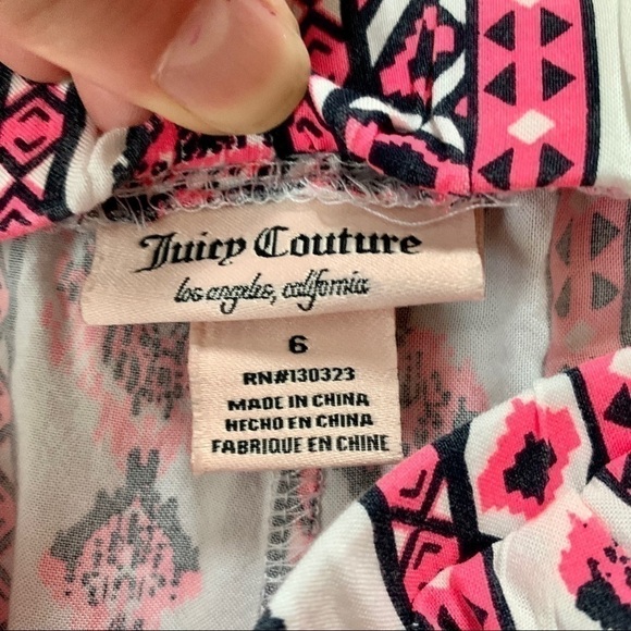 Juicy Couture Hot Pink Tribal Print Joggers Size 6 - Picture 3 of 4